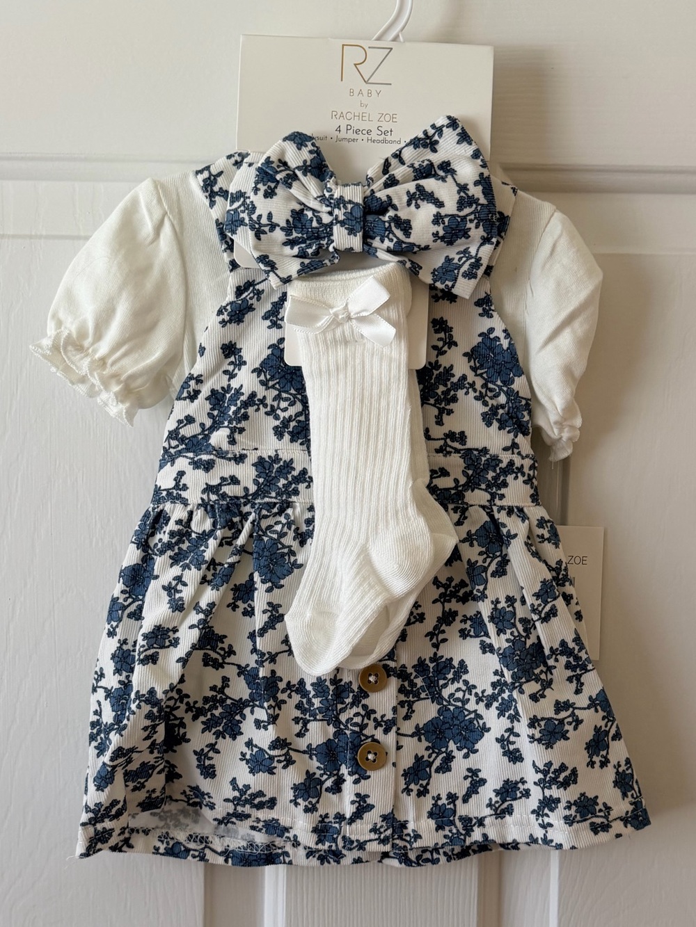 Rachel Zoe Navy Blue Floral Dress with Matching Accessories